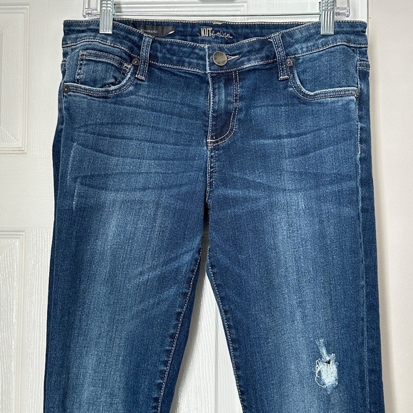 Kut from The Kloth Boyfriend jeans Medium Dark wash Distressing Size 8 Women - Picture 4 of 8